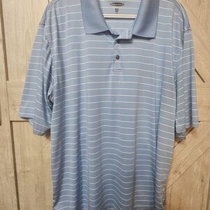 Pebble Beach Performance Light Blue Striped Polo Shirt XXL